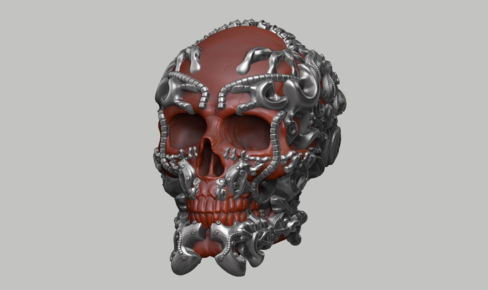 skull robot head a44 3D print model_12