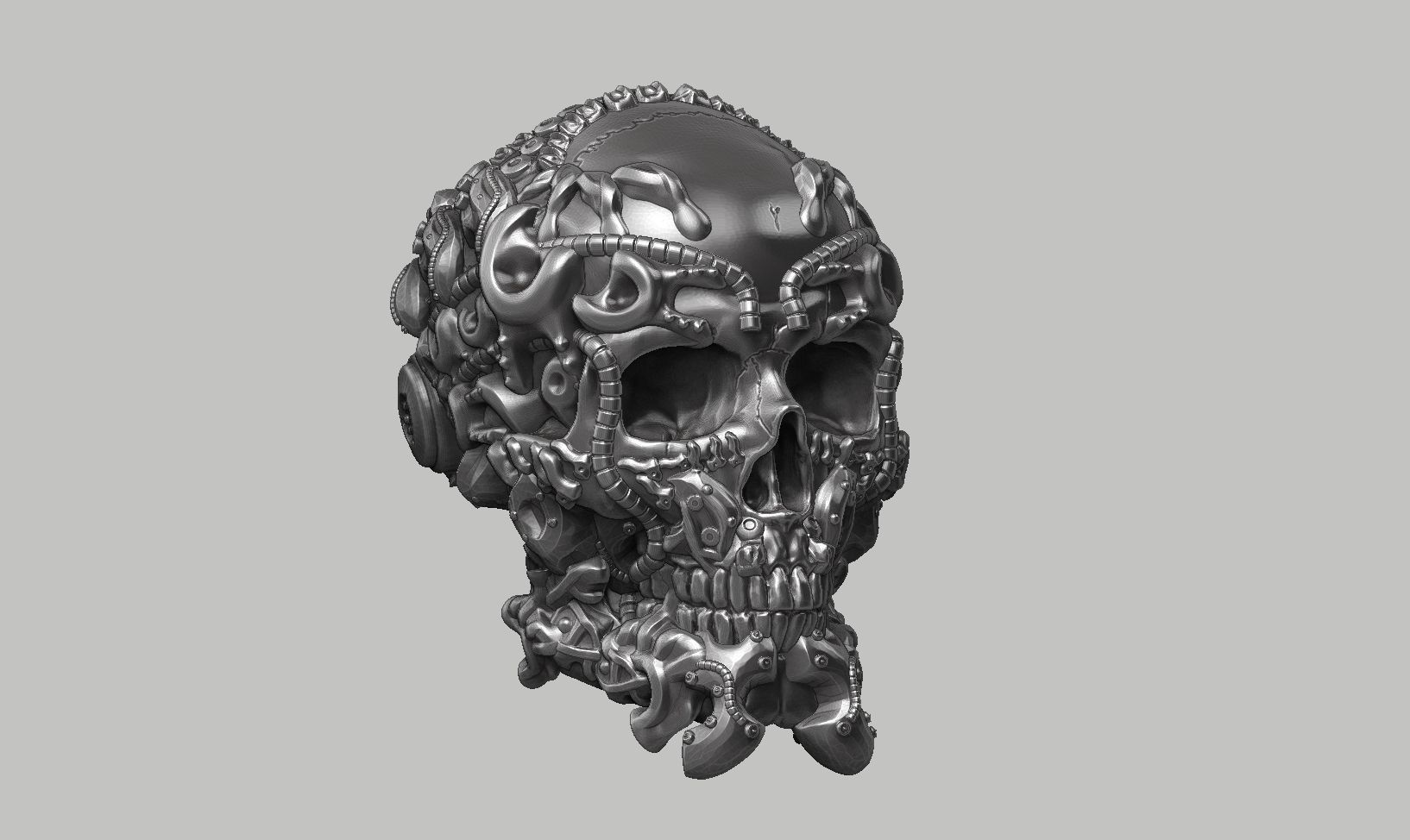 skull robot head a44 3D print model_1