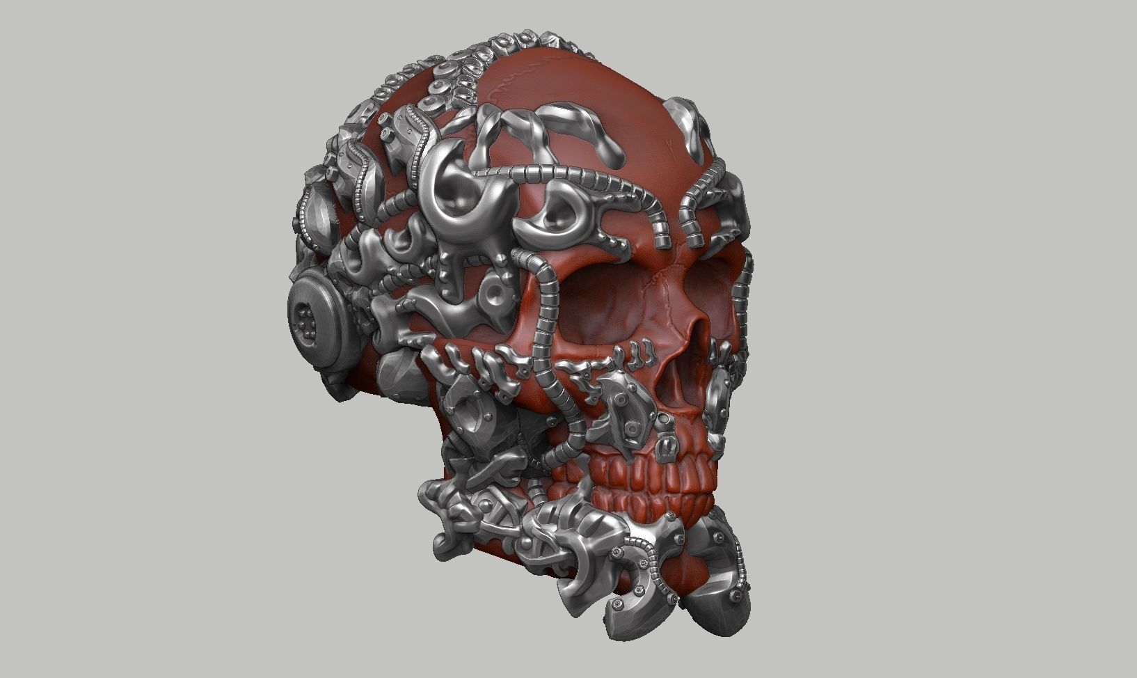 skull robot head a44 3D print model_4