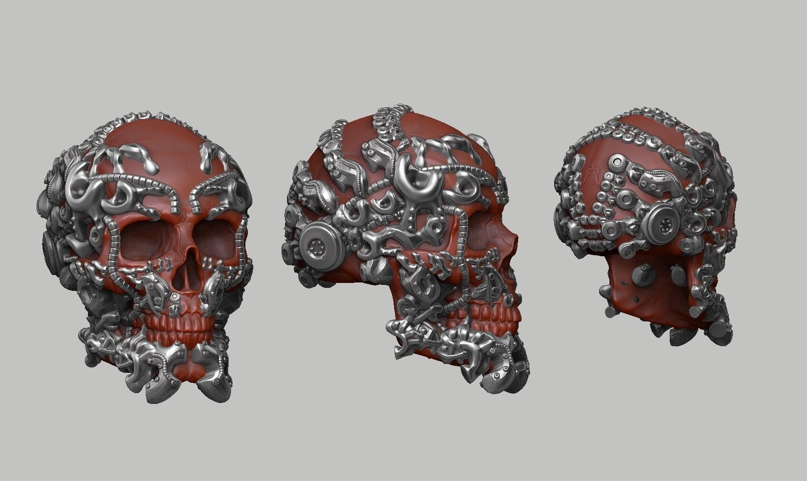 skull robot head a44 3D print model_2