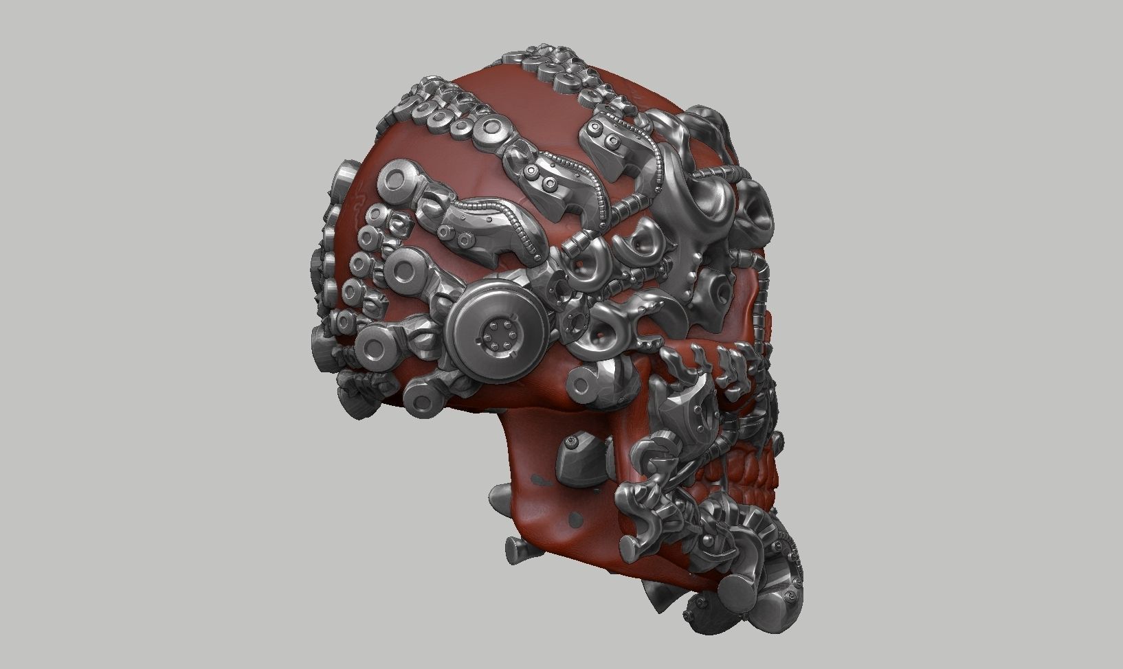 skull robot head a44 3D print model_7