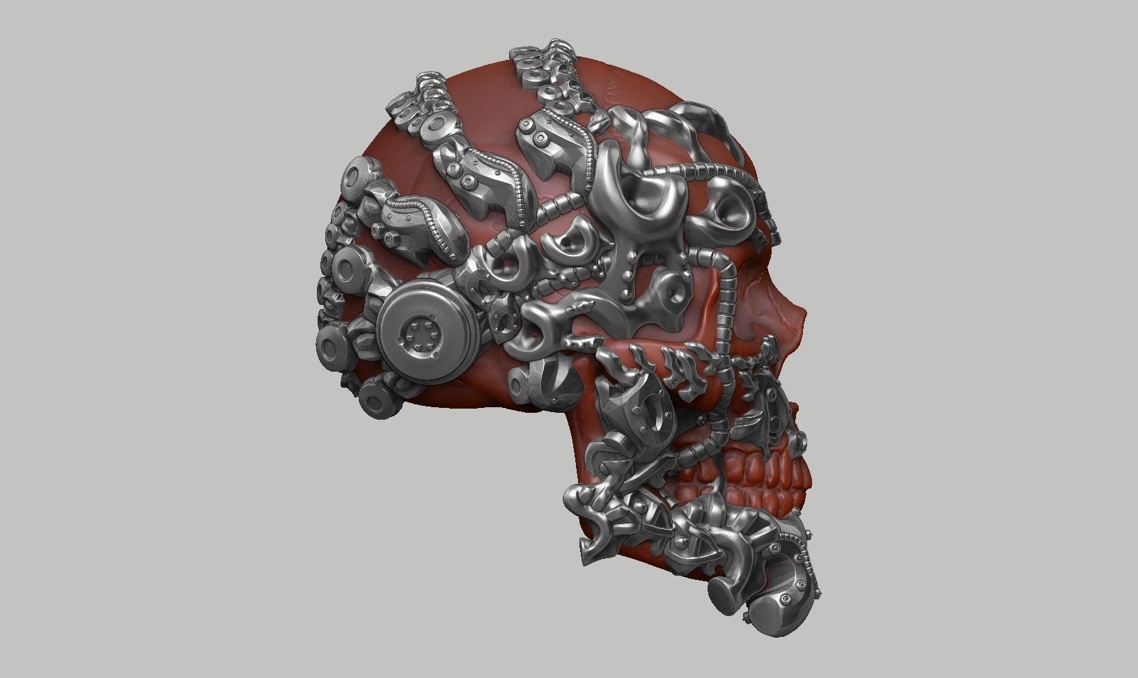 skull robot head a44 3D print model_6