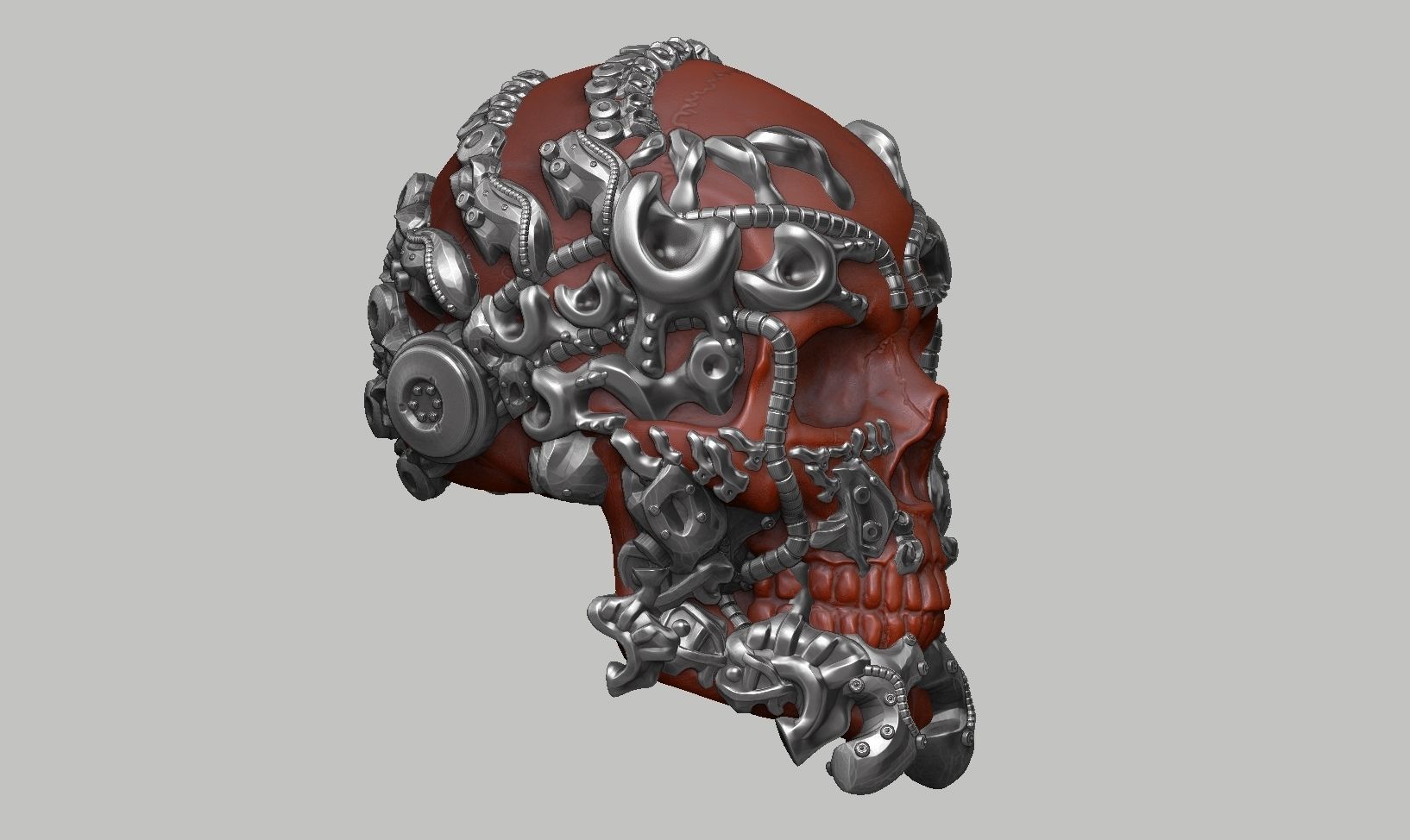 skull robot head a44 3D print model_5