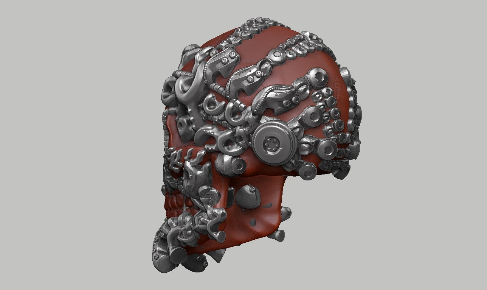 skull robot head a44 3D print model_10