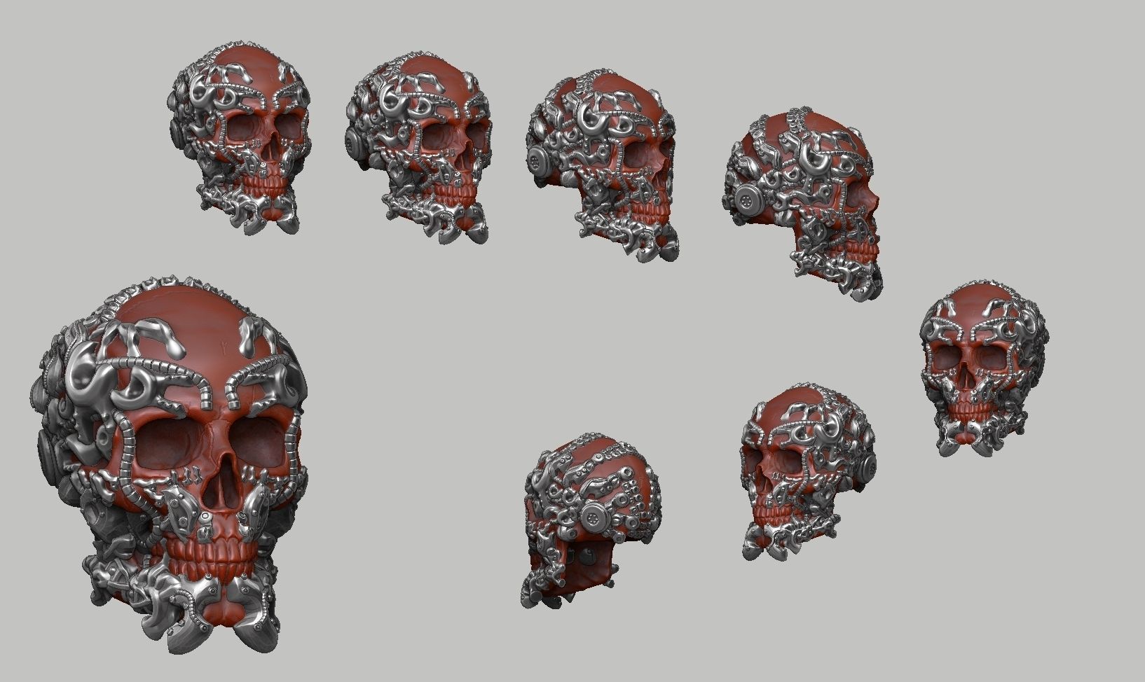 skull robot head a44 3D print model_3