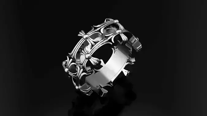 Metal Cross Ring 3D Print Model