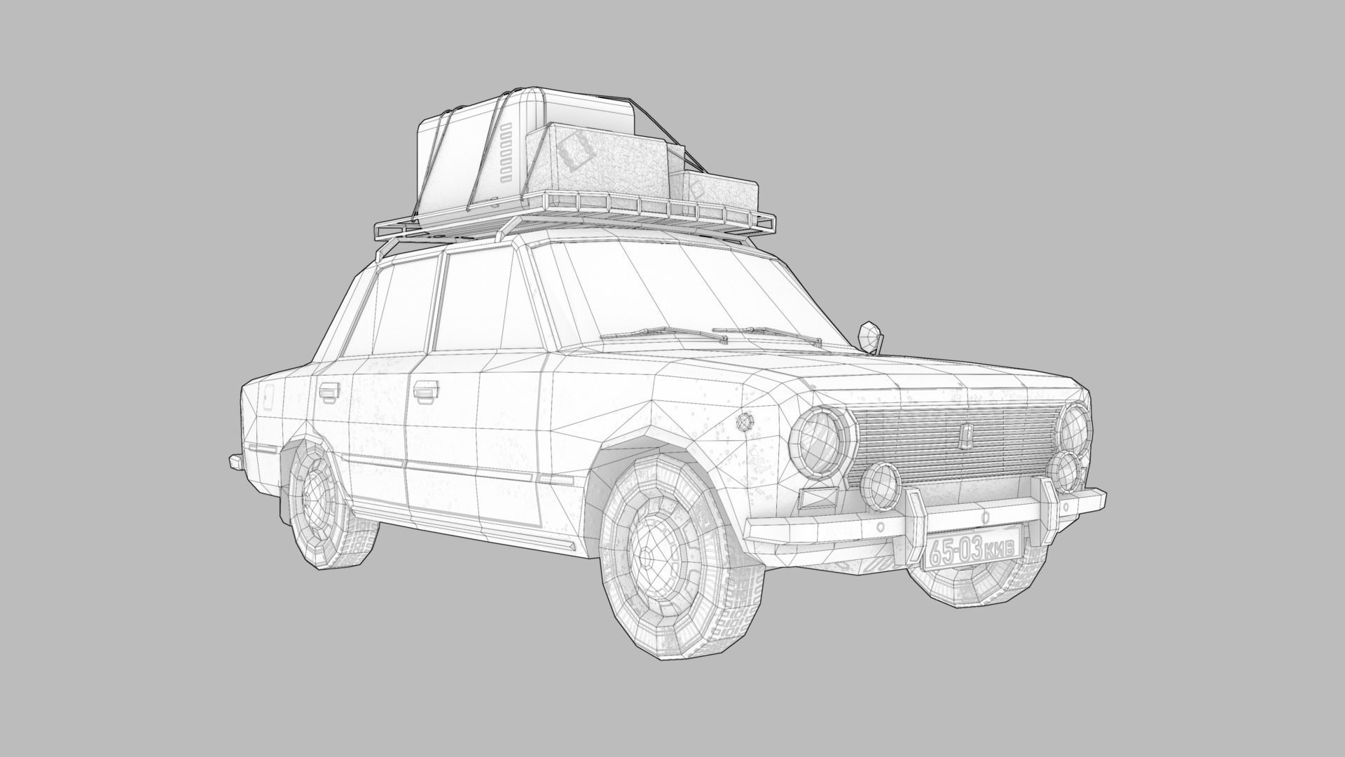Lada Vaz 2101 Lowpoly game-ready Low-poly 3D model_9