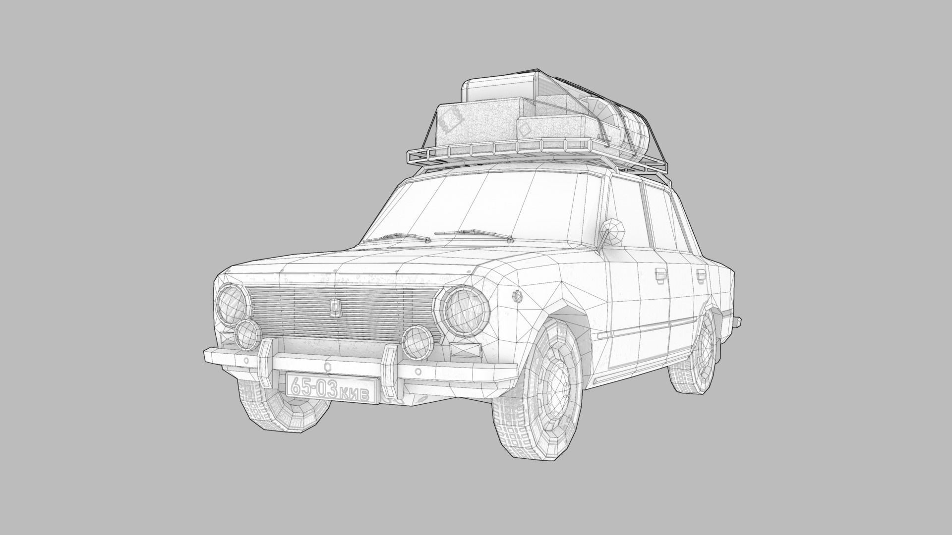 Lada Vaz 2101 Lowpoly game-ready Low-poly 3D model_8