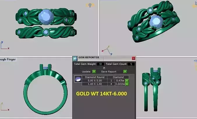 leaf solitaire engagement ring set