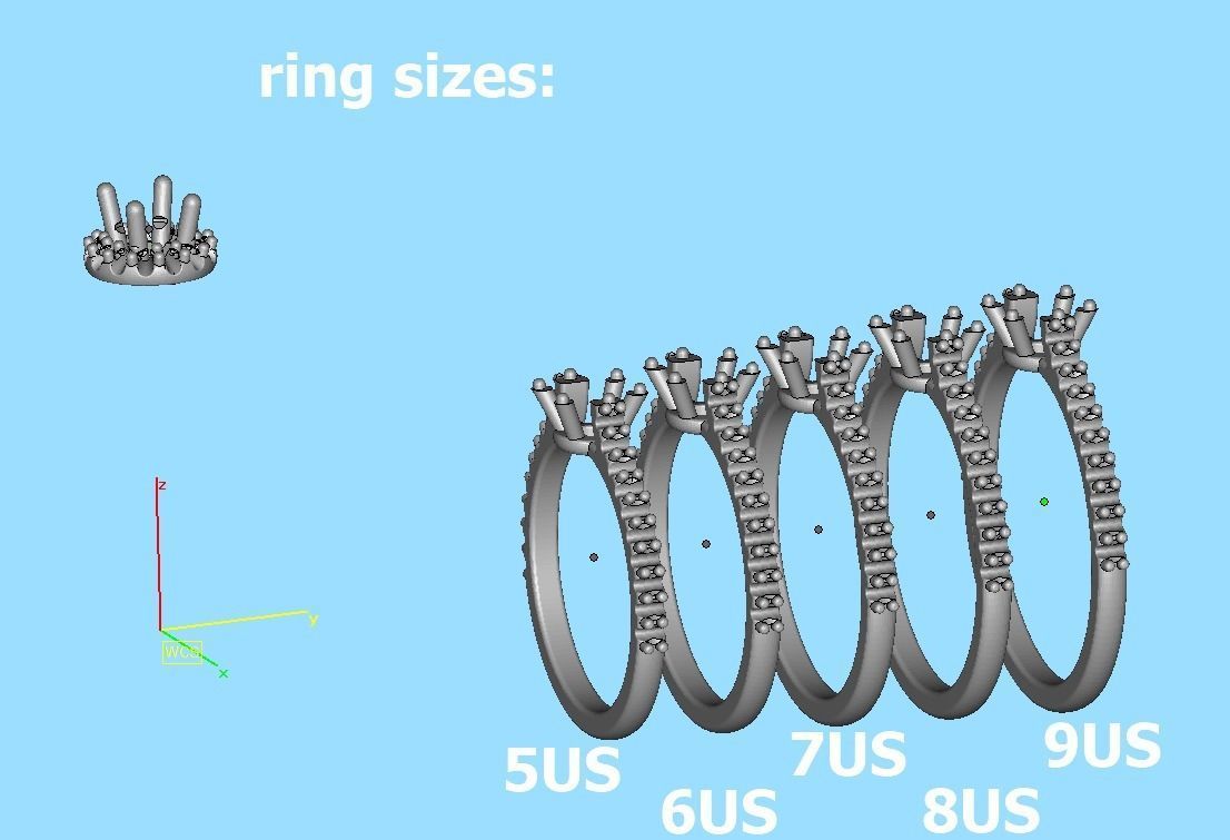 Bespoke Engagement Ring Round Halo 35 pointer round stone 3D print model_14