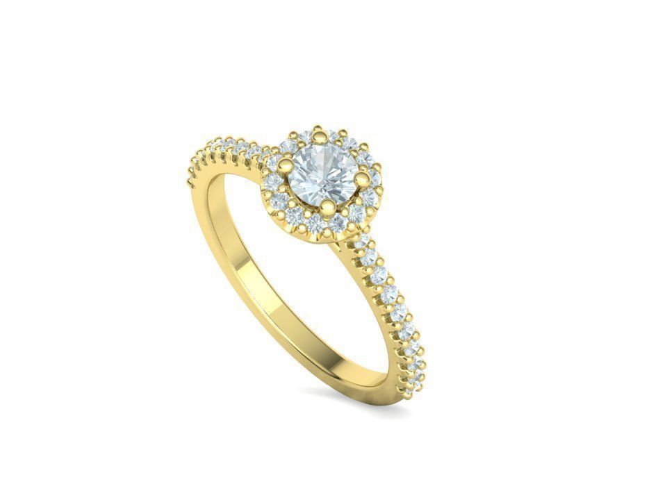 Bespoke Engagement Ring Round Halo 35 pointer round stone 3D print model_30