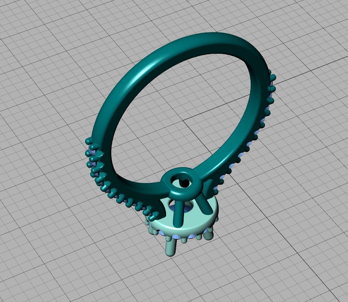 Bespoke Engagement Ring Round Halo 35 pointer round stone 3D print model_22