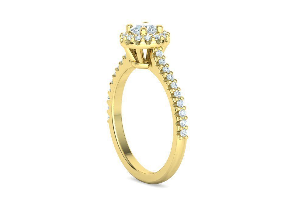 Bespoke Engagement Ring Round Halo 35 pointer round stone 3D print model_34