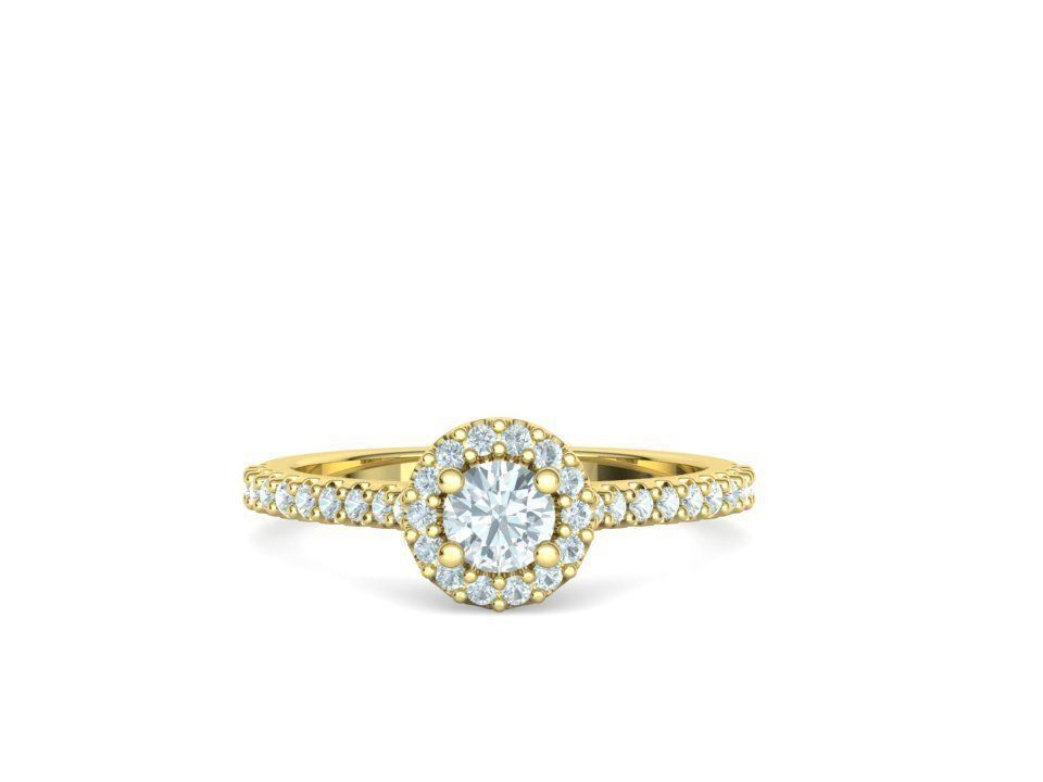Bespoke Engagement Ring Round Halo 35 pointer round stone 3D print model_10