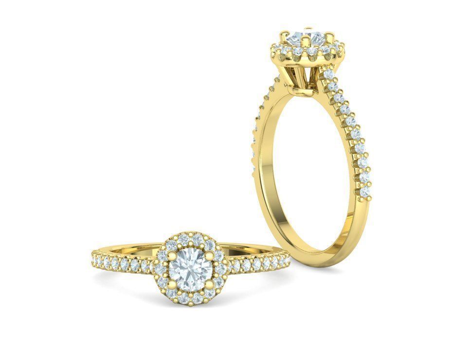Bespoke Engagement Ring Round Halo 35 pointer round stone 3D print model_3
