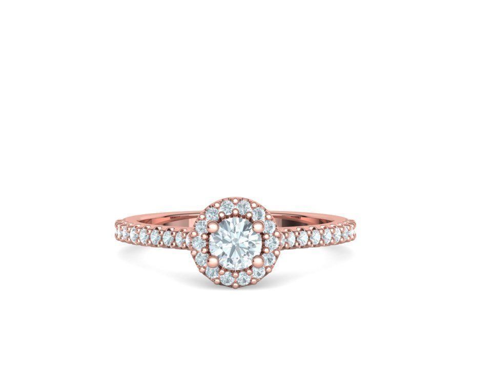 Bespoke Engagement Ring Round Halo 35 pointer round stone 3D print model_9