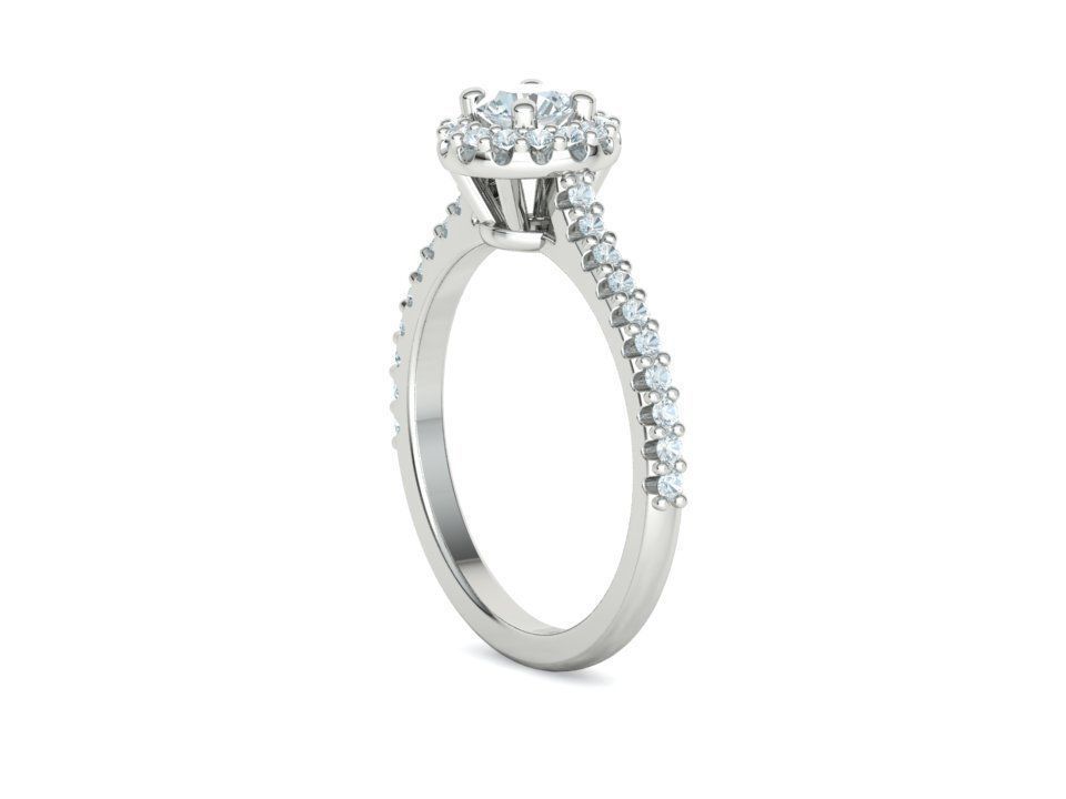 Bespoke Engagement Ring Round Halo 35 pointer round stone 3D print model_35