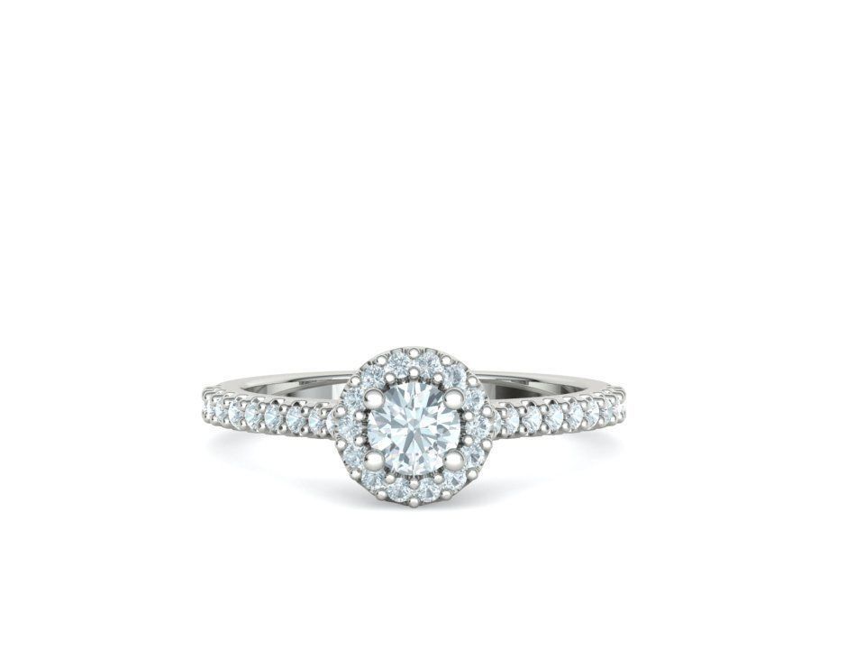Bespoke Engagement Ring Round Halo 35 pointer round stone 3D print model_11