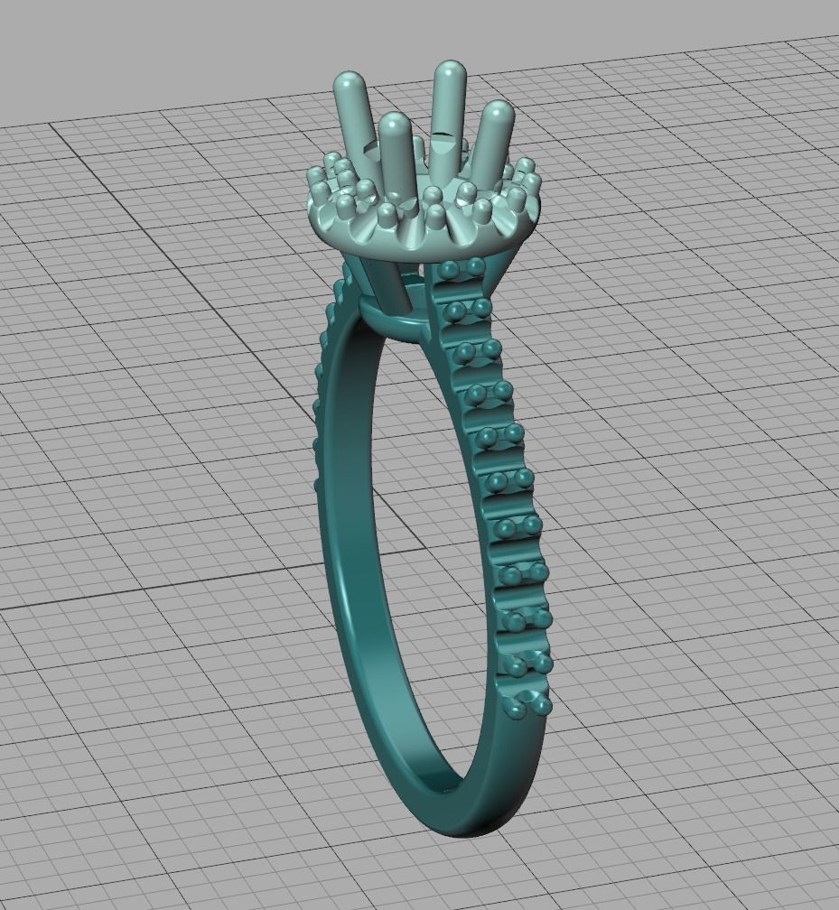 Bespoke Engagement Ring Round Halo 35 pointer round stone 3D print model_17