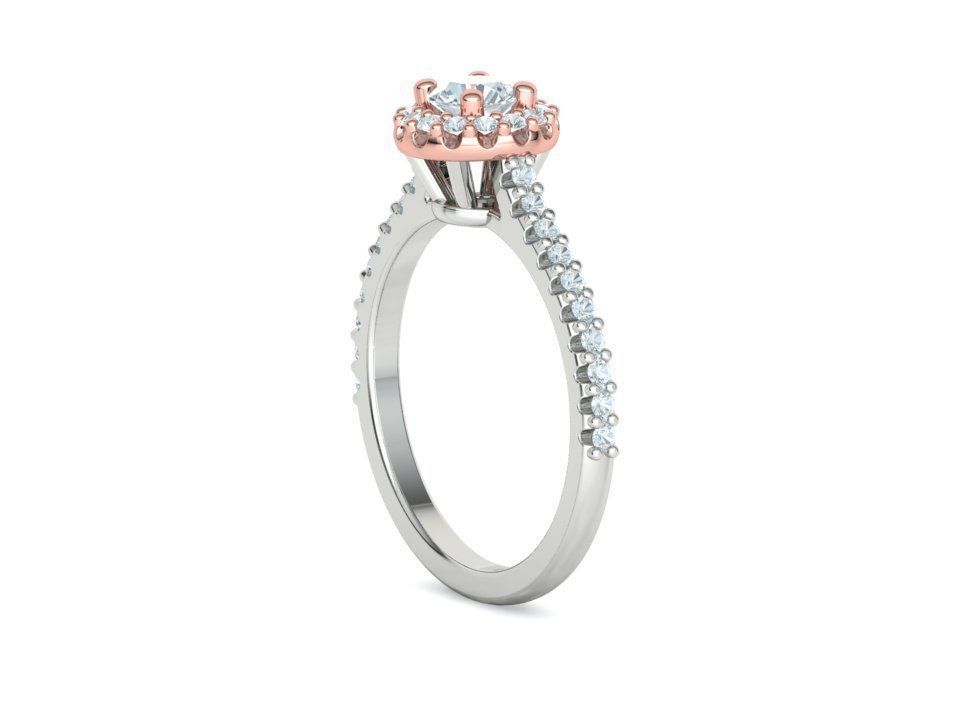 Bespoke Engagement Ring Round Halo 35 pointer round stone 3D print model_32