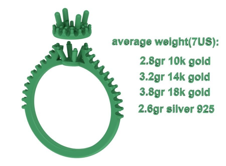 Bespoke Engagement Ring Round Halo 35 pointer round stone 3D print model_15