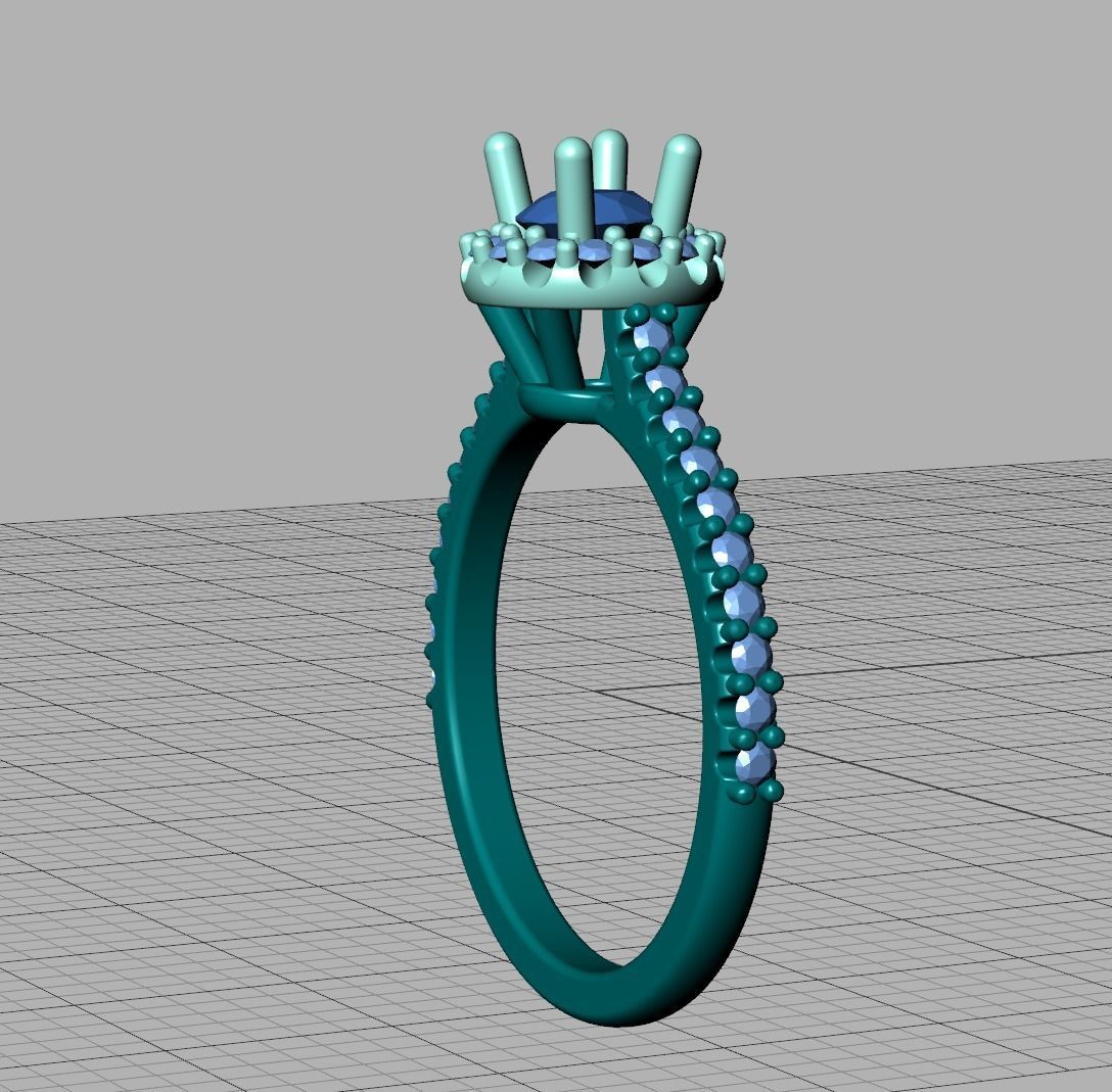 Bespoke Engagement Ring Round Halo 35 pointer round stone 3D print model_20