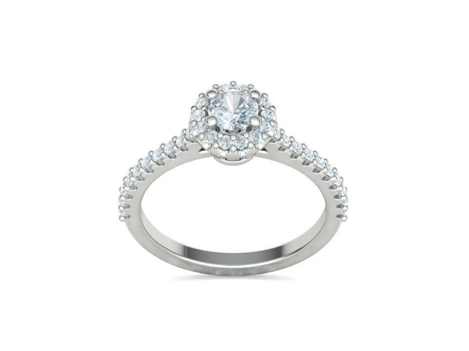 Bespoke Engagement Ring Round Halo 35 pointer round stone 3D print model_27