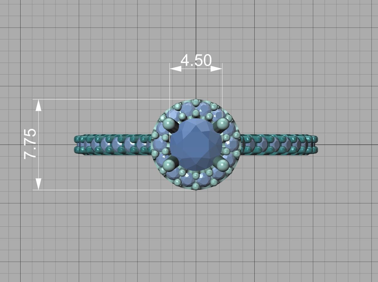 Bespoke Engagement Ring Round Halo 35 pointer round stone 3D print model_13