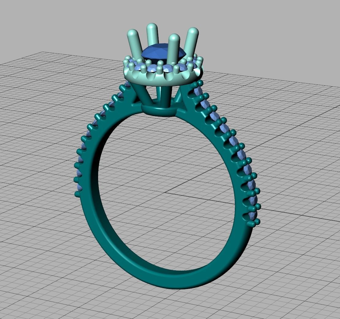 Bespoke Engagement Ring Round Halo 35 pointer round stone 3D print model_19