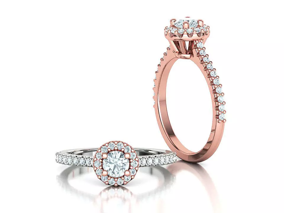 Bespoke Engagement Ring Round Halo 35 pointer round stone 3D print model_0