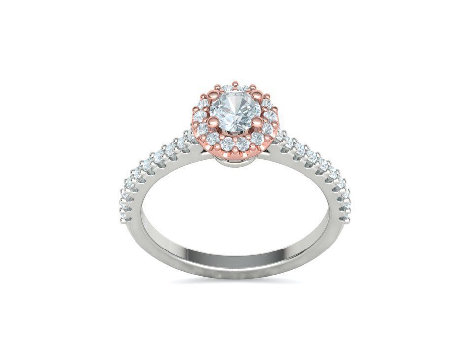 Bespoke Engagement Ring Round Halo 35 pointer round stone 3D print model_24