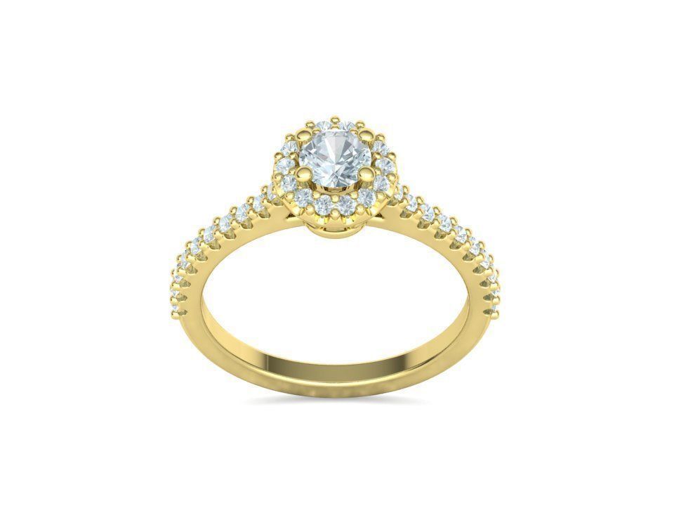 Bespoke Engagement Ring Round Halo 35 pointer round stone 3D print model_26