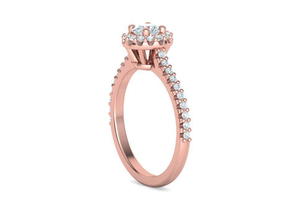 Bespoke Engagement Ring Round Halo 35 pointer round stone 3D print model_33