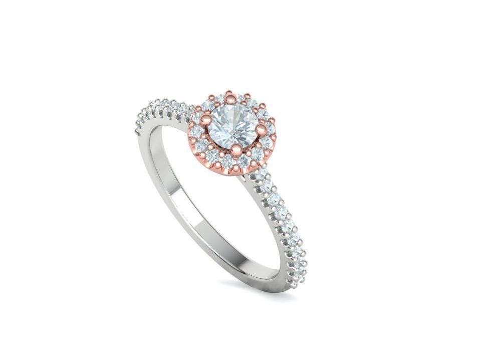 Bespoke Engagement Ring Round Halo 35 pointer round stone 3D print model_28