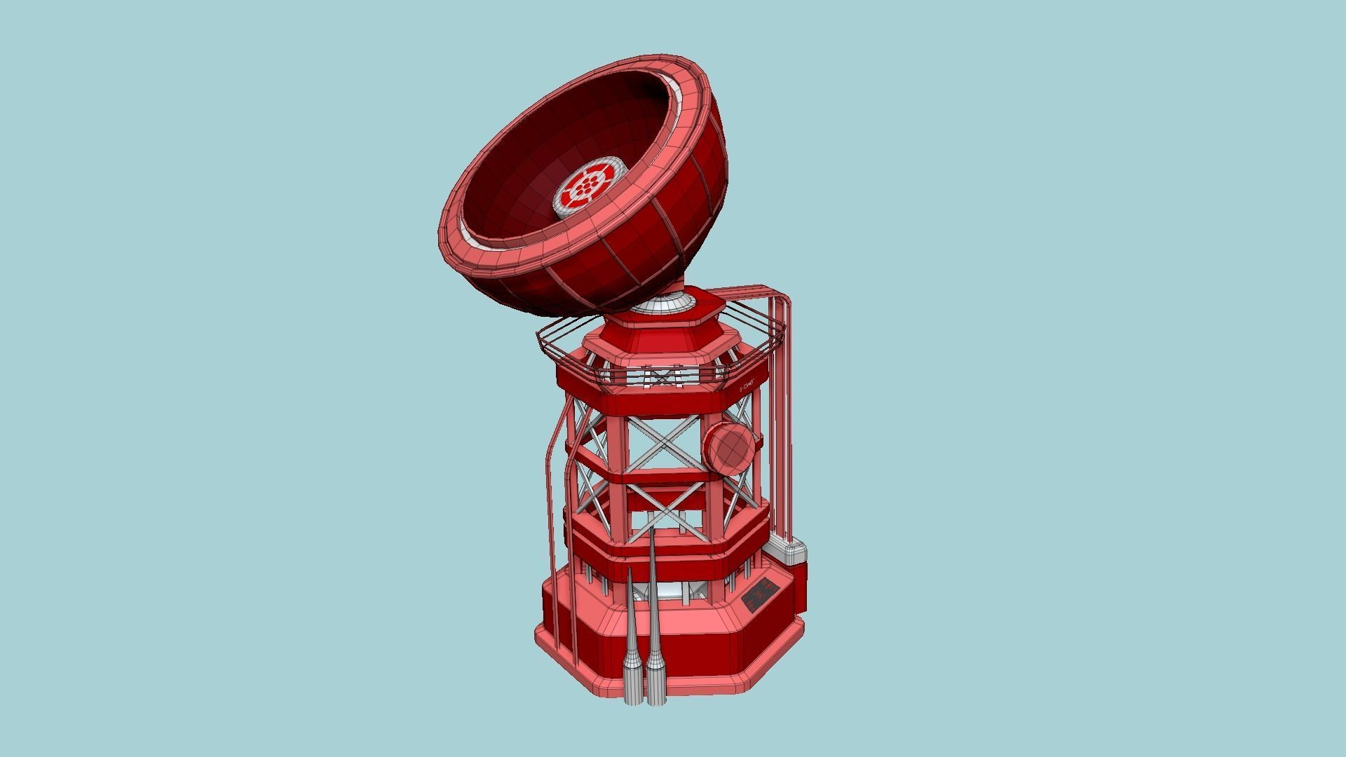 SciFi Antenna Tower A05 Red - Sci Fi Exterior Design Low-poly 3D model_6