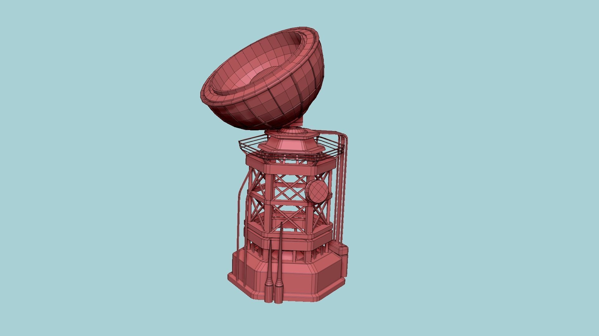 SciFi Antenna Tower A06 Green - Sci Fi Exterior Design Low-poly 3D model_13