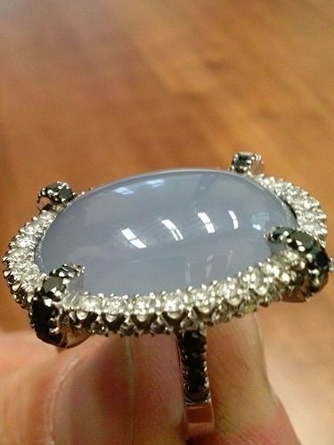 YD127 chalcedony and diamond ring 3D print model