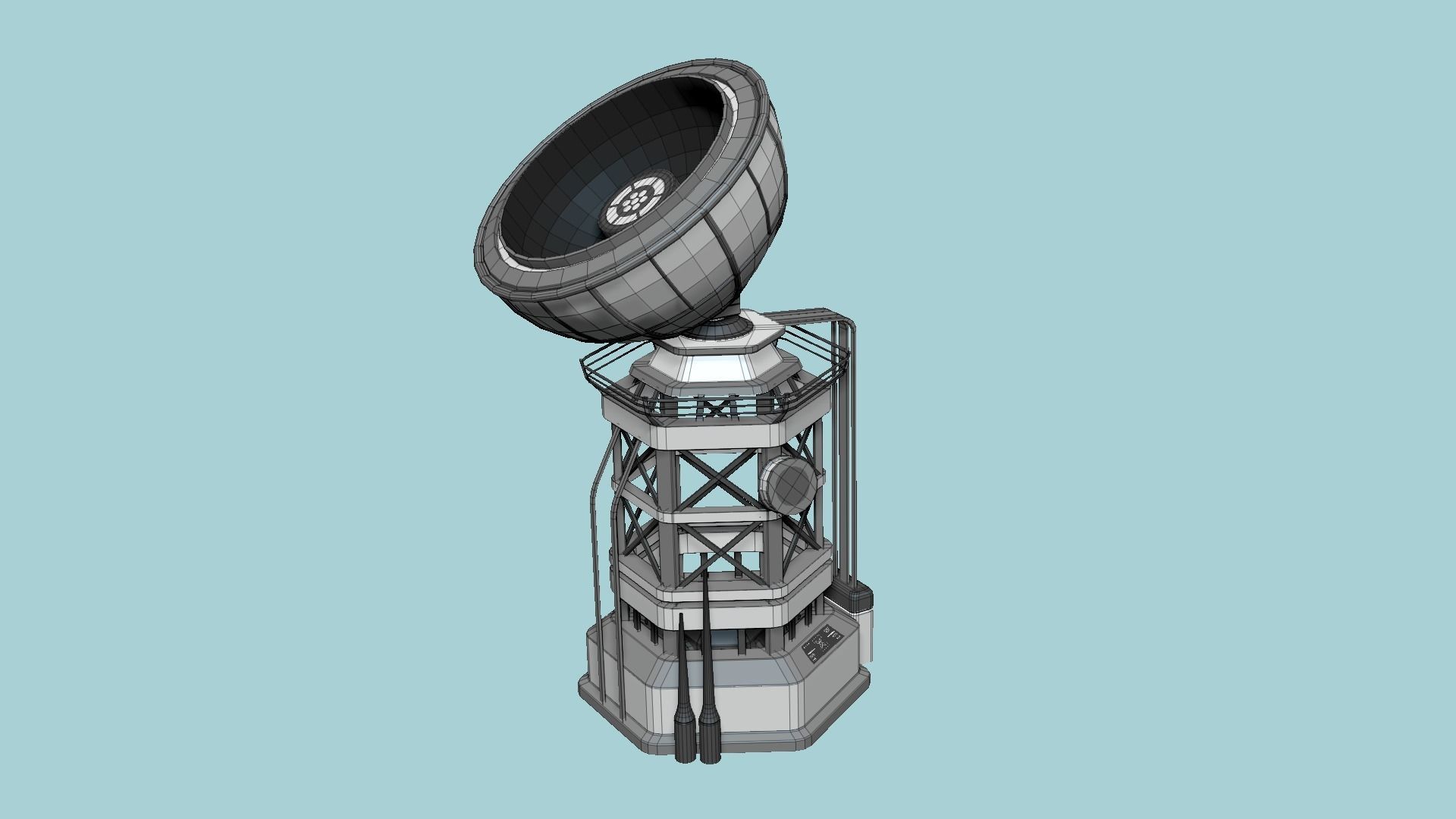 SciFi Antenna Tower A08 Metallic - Sci Fi Exterior Design Low-poly 3D model_7