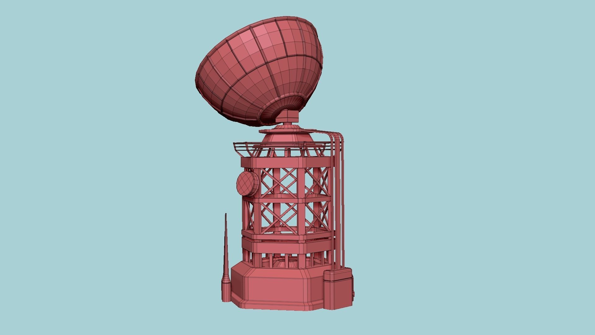 SciFi Antenna Tower A09 Dark Metal - Sci Fi Exterior Design Low-poly 3D model_15