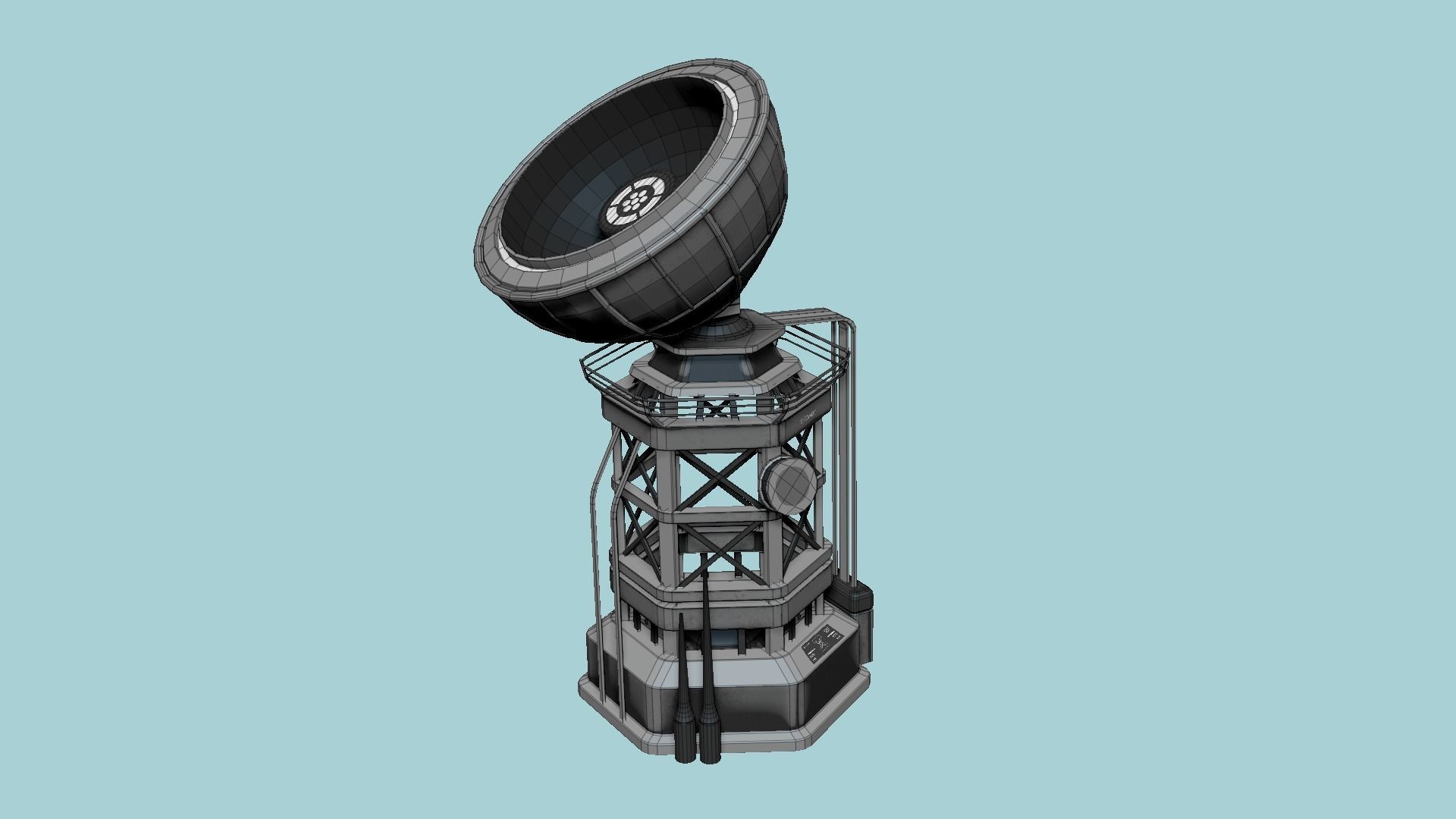 SciFi Antenna Tower A09 Dark Metal - Sci Fi Exterior Design Low-poly 3D model_6