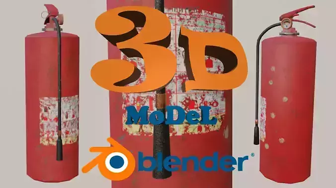 3D fire extinguisher model - lowpoly