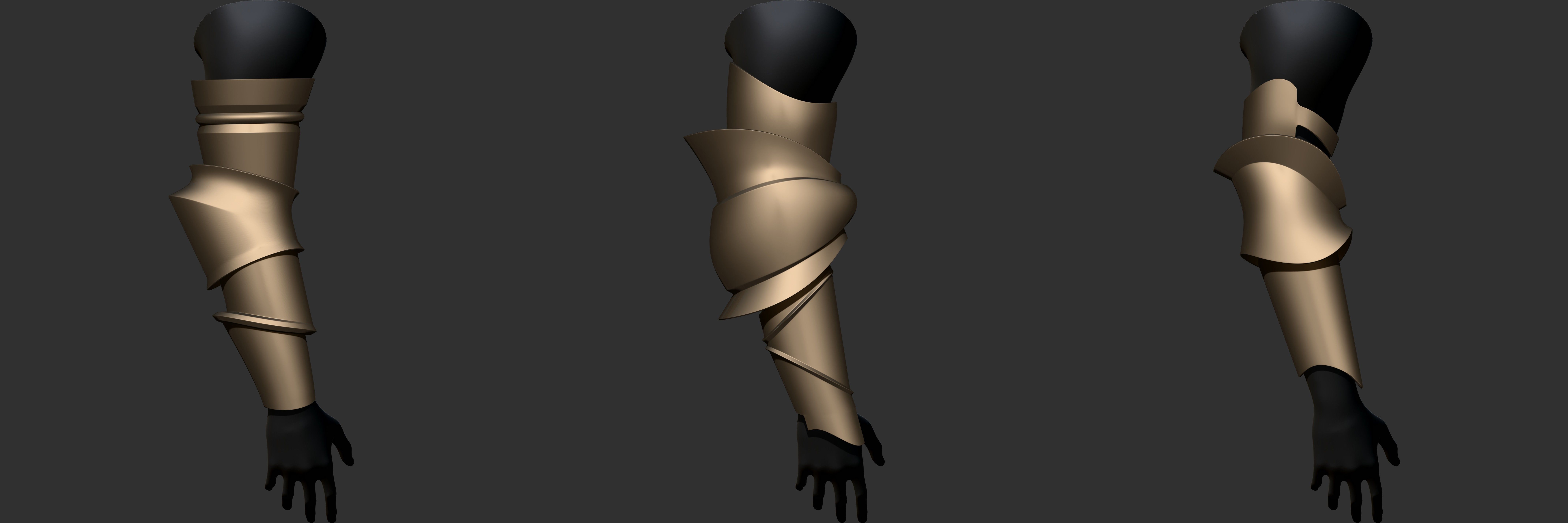 Vambrace Highpoly and Lowpoly With UVs Vol 3 Low-poly 3D model_1