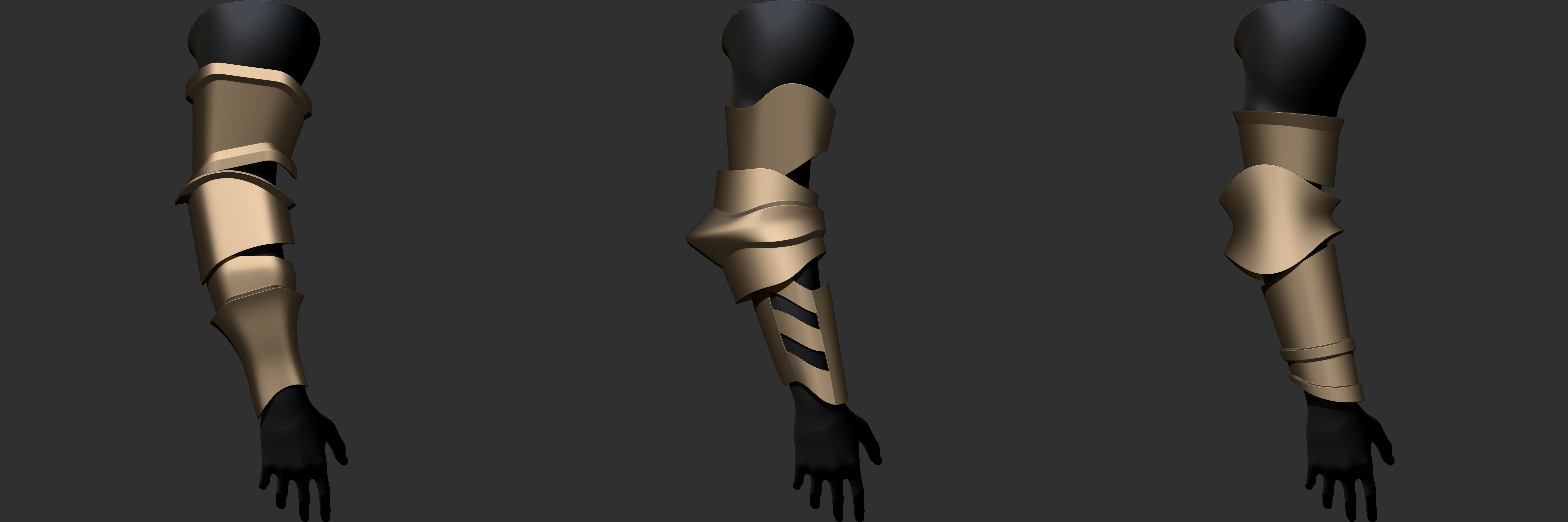 Vambrace Highpoly and Lowpoly With UVs Vol 3 Low-poly 3D model_2