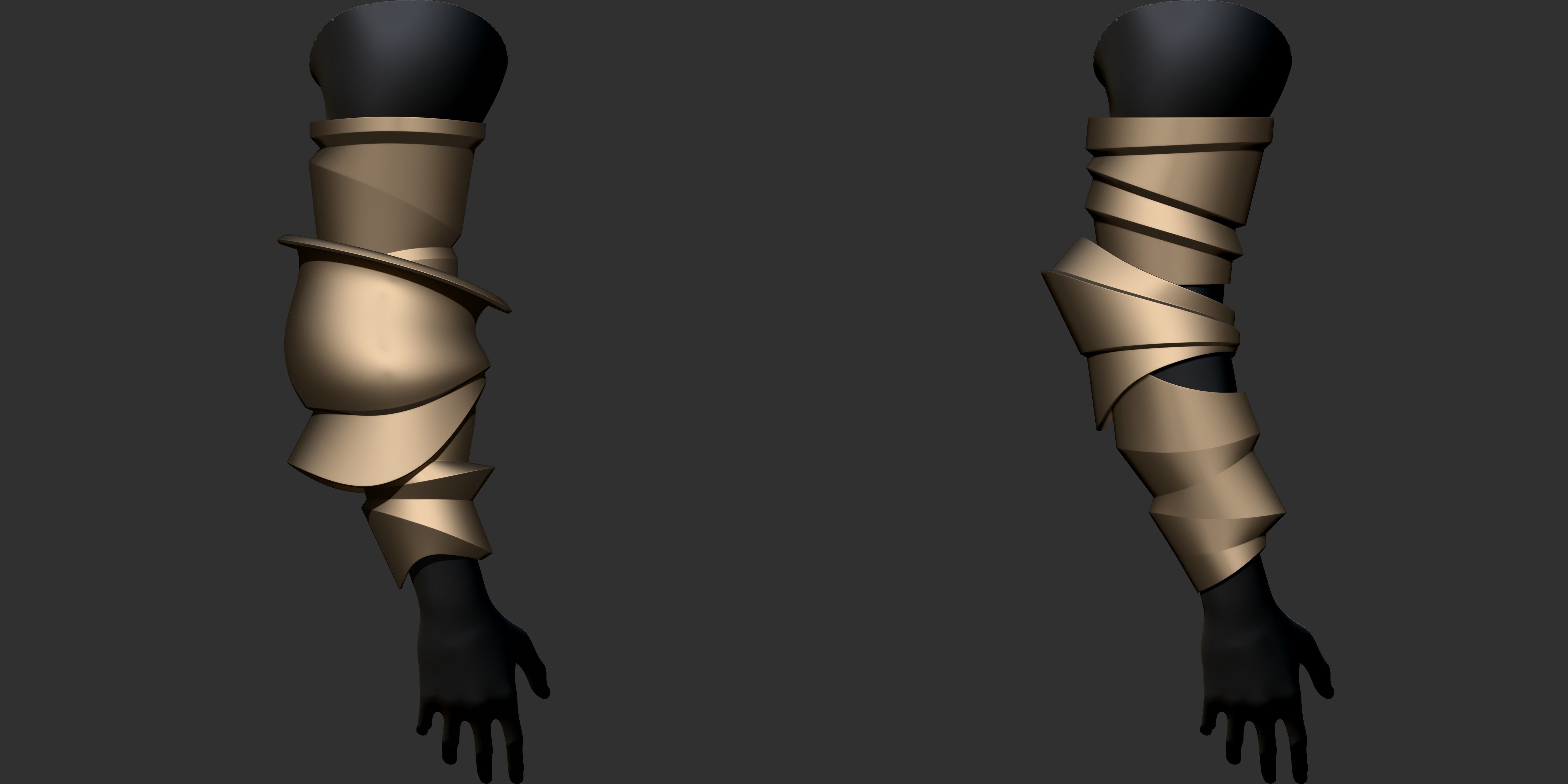 Vambrace Highpoly and Lowpoly With UVs Vol 3 Low-poly 3D model_7