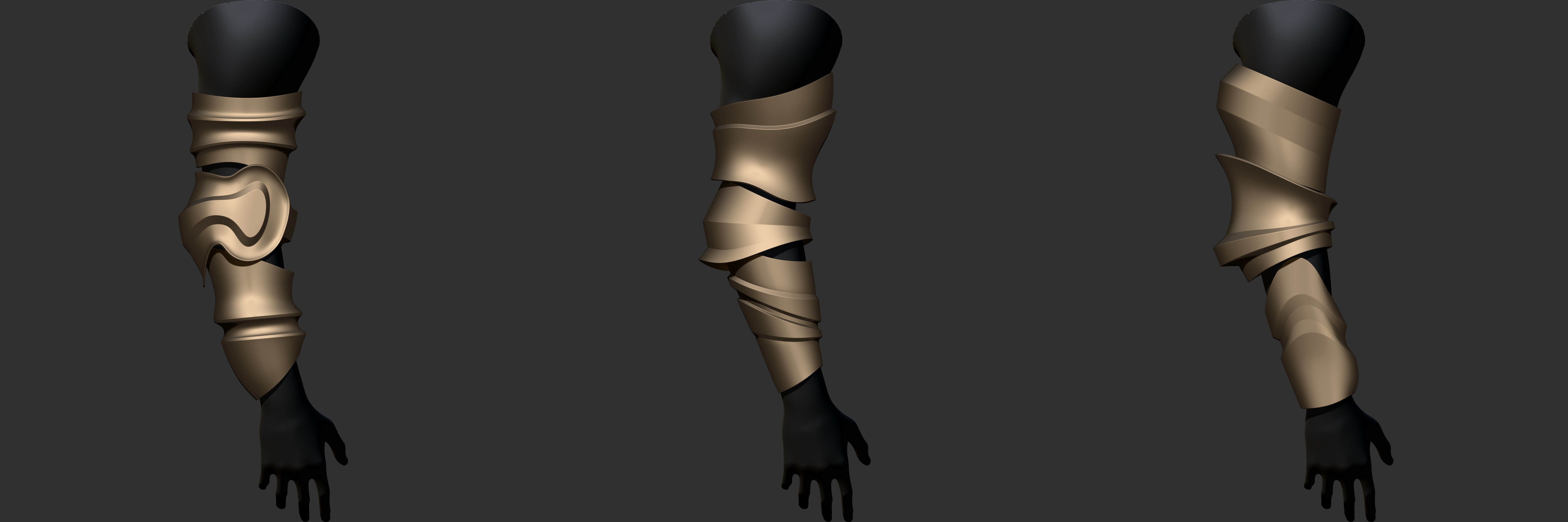 Vambrace Highpoly and Lowpoly With UVs Vol 3 Low-poly 3D model_4