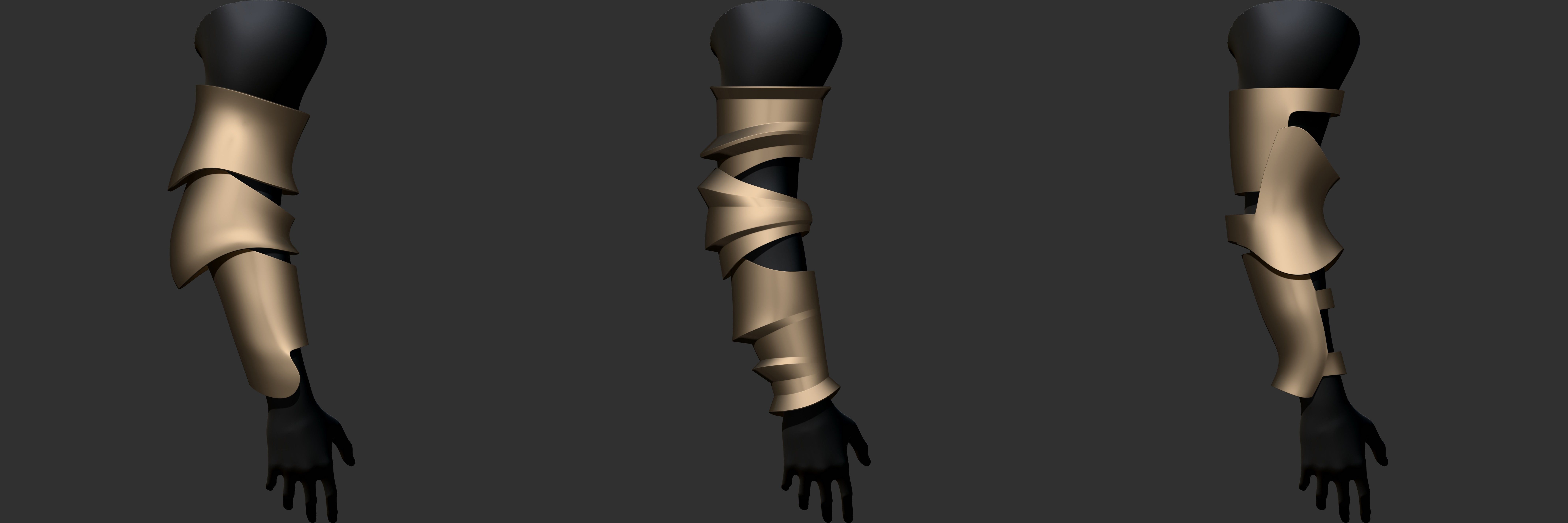 Vambrace Highpoly and Lowpoly With UVs Vol 3 Low-poly 3D model_3