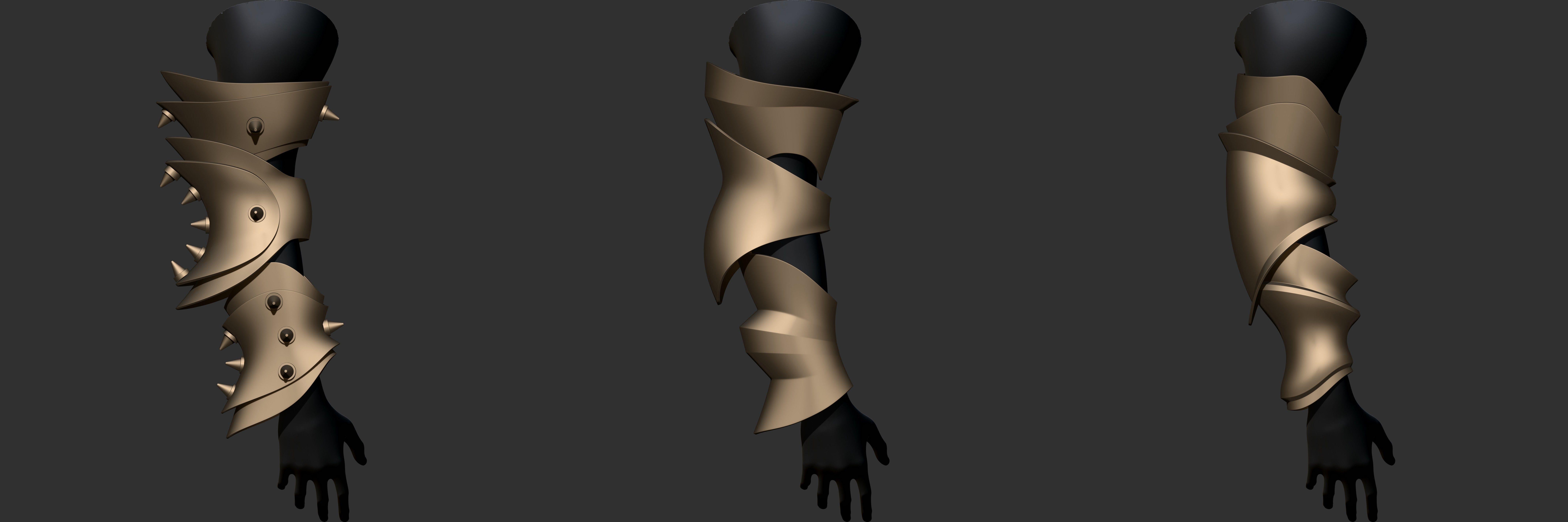 Vambrace Highpoly and Lowpoly With UVs Vol 3 Low-poly 3D model_6