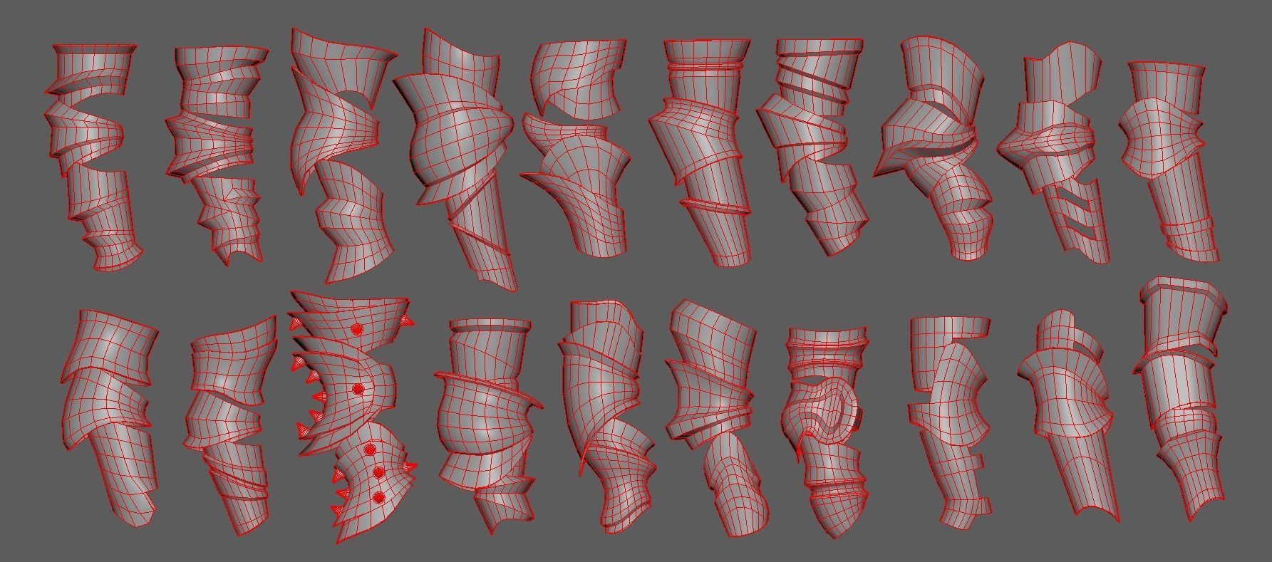 Vambrace Highpoly and Lowpoly With UVs Vol 3 Low-poly 3D model_9