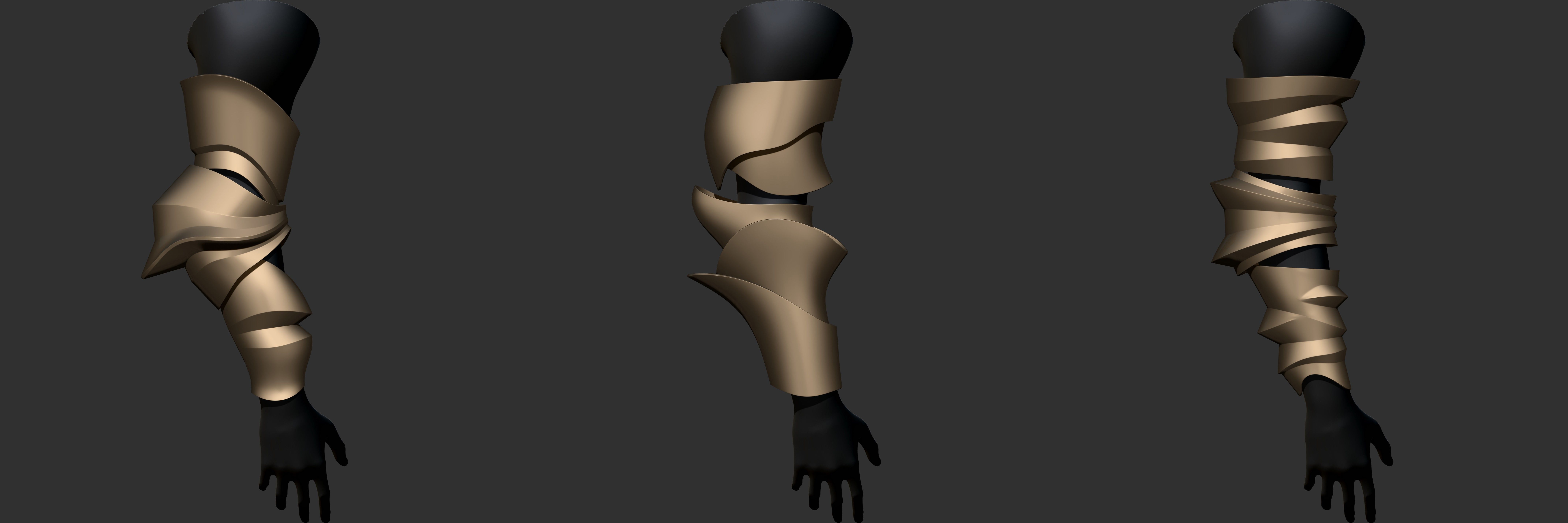 Vambrace Highpoly and Lowpoly With UVs Vol 3 Low-poly 3D model_5