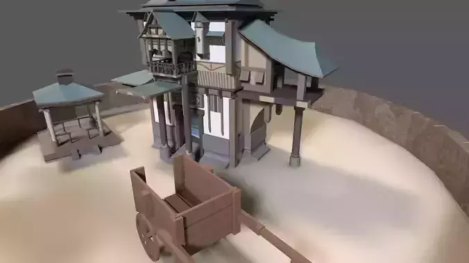 3D low poly model castle 3D print model